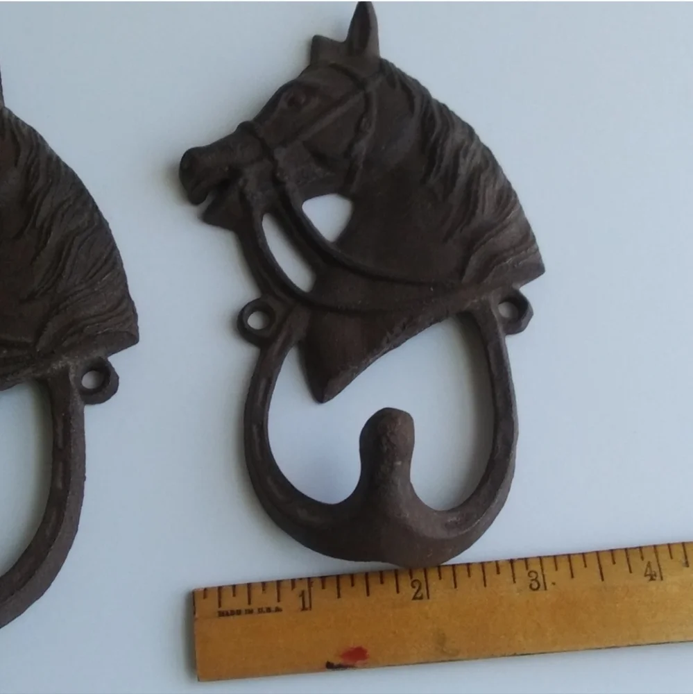 Retro Cast Iron Horse Head Hanger set of (2)